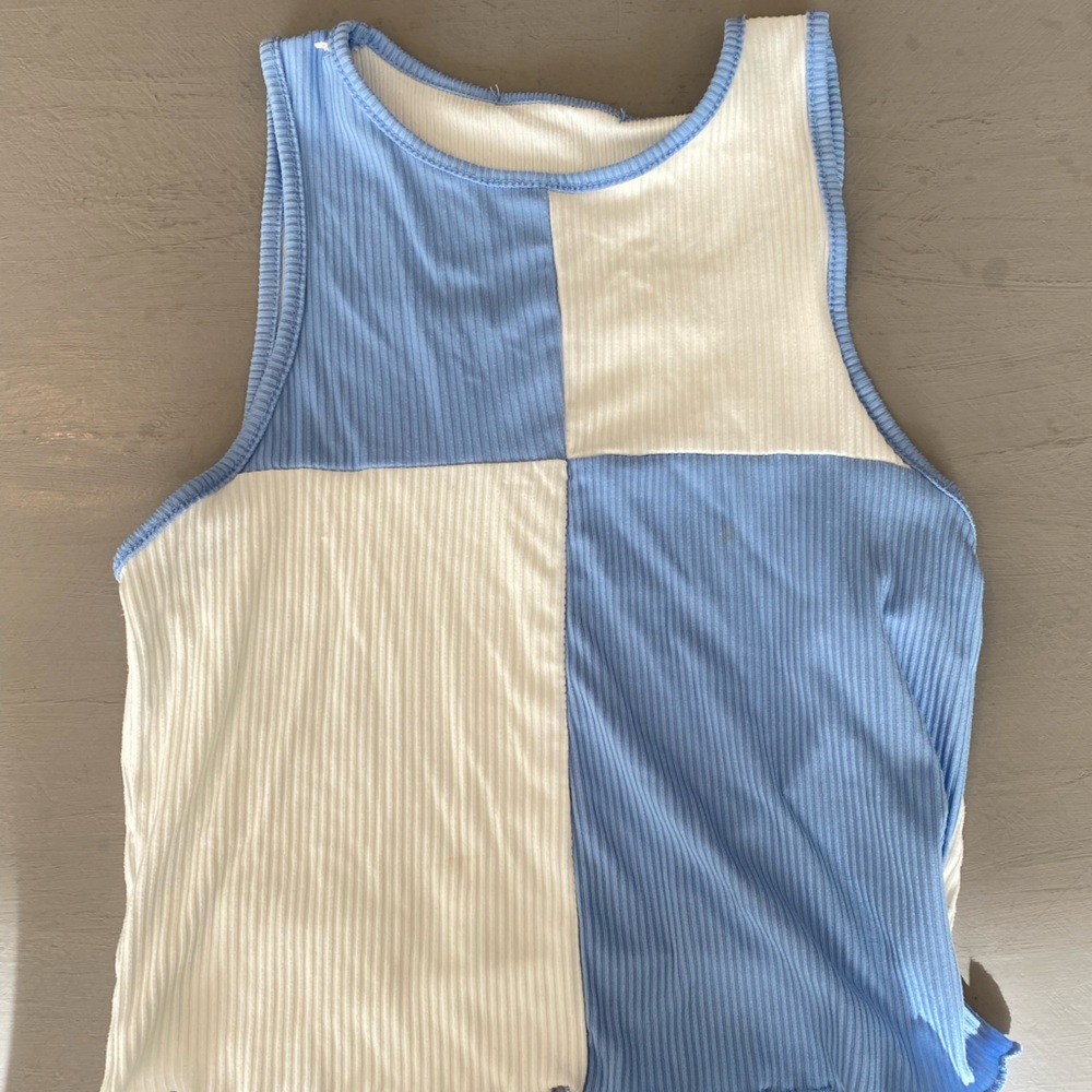 Blue and white tank top
